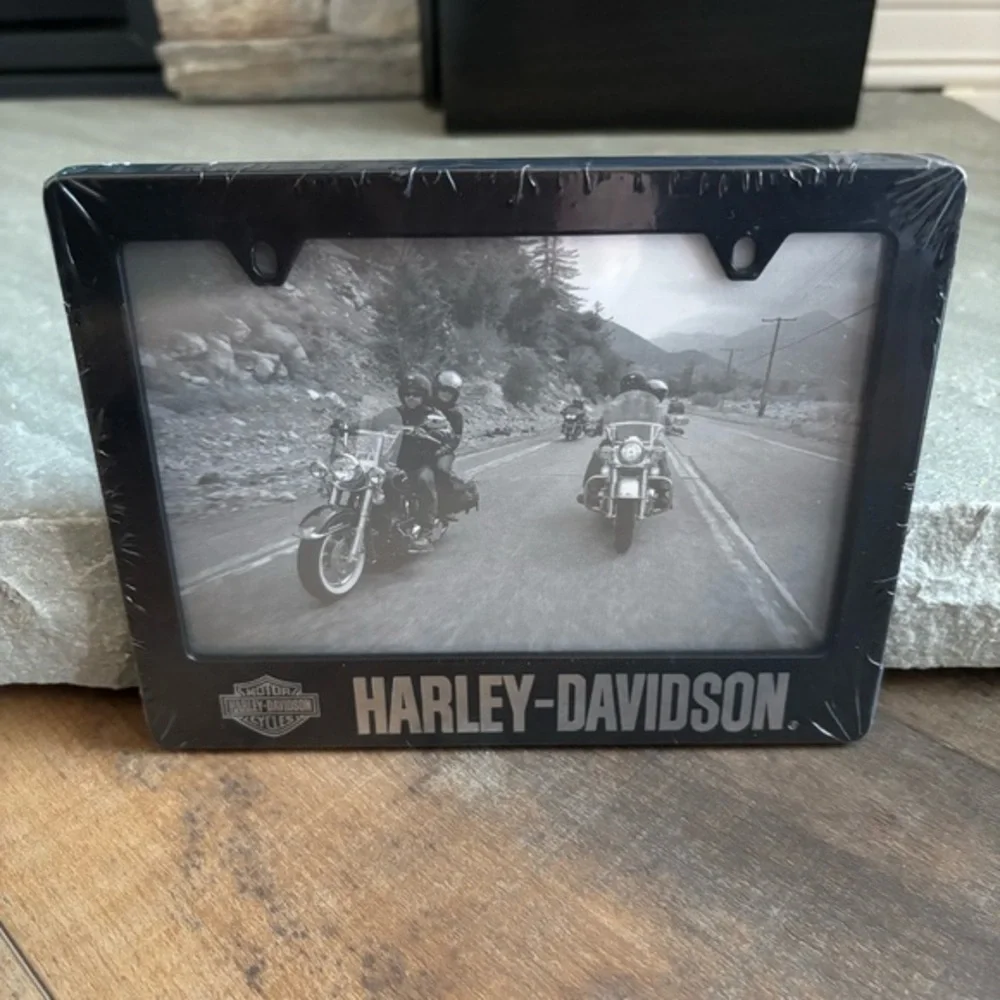 Harley-Davidson License Plate 4 x 6 Black Photo‎ Frame Laser-Etched NEW